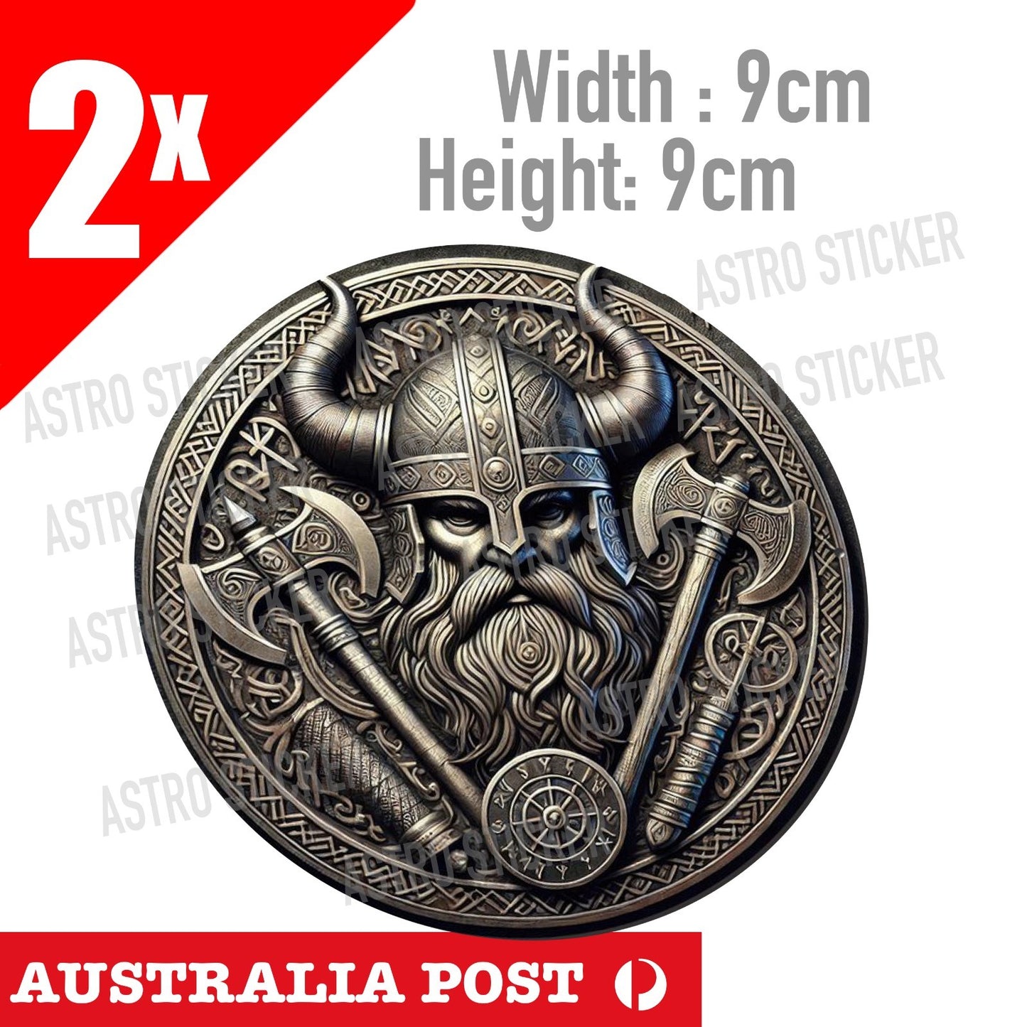 Odin Viking The Norse Shield , mythology badge Double AXE Round badge  Sticker