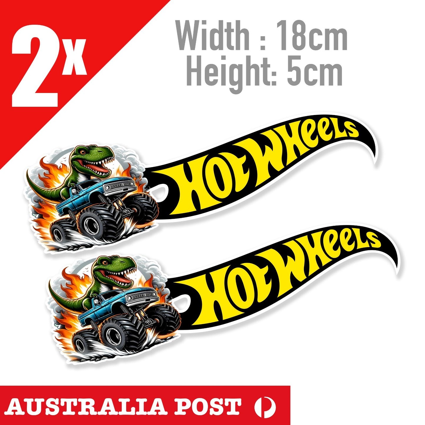 Hot Wheels Dinosaur Monster Truck Black Banner Vinyl  Sticker