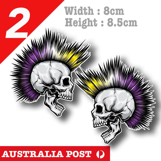 SKULL PUNK with Mywhak, Motorcycle, Car, Truck, Laptop, Ute Stickers