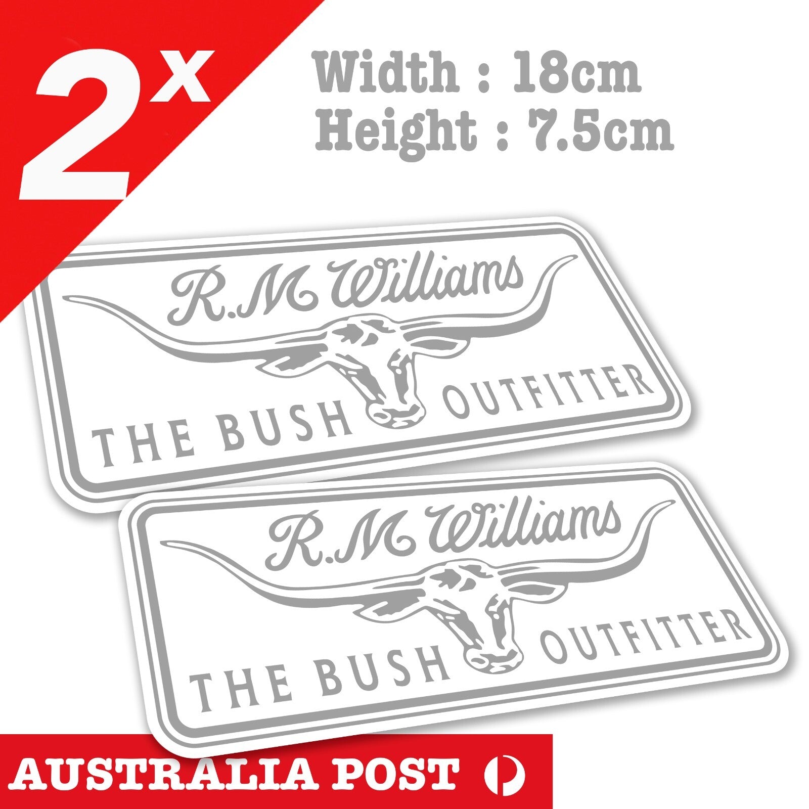 R.M Williams - The Bush Outfitter Logo Decal Grey Stickers