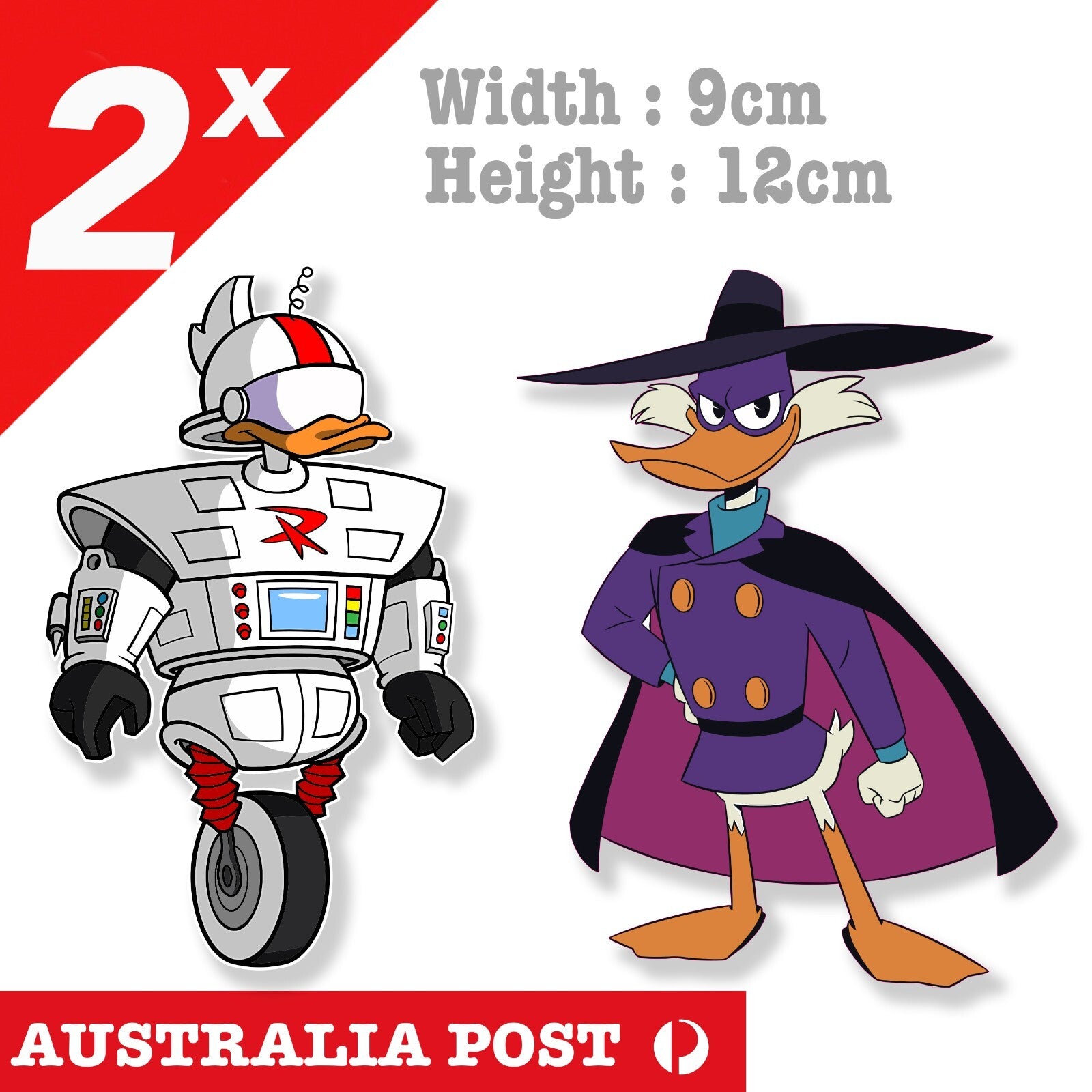 Gizmoduck Robot & Darkwing Duck Funny Cartoon Sticker