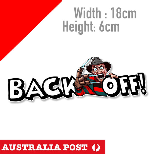 Freddy Krueger Back OFF  Scary Horror Car Window Sticker