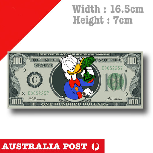 Donald Duck, Uncle Scrooge Mcduck  US Dollar Funny Money Cartoon Sticker