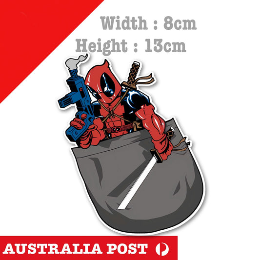 Deadpool Chimi F#cking Changa Funny Pocket Marvel Superhero Character Sticker