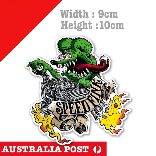 Rat Fink Hot Rod Speed Finn Rider- Rat Fink Monster Mancave Hot Rod Sticker