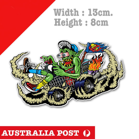 RAT FINK Monster Hot Rod Race Rider ,Muscle Car, Ute Rider, Hot Rod Sticker