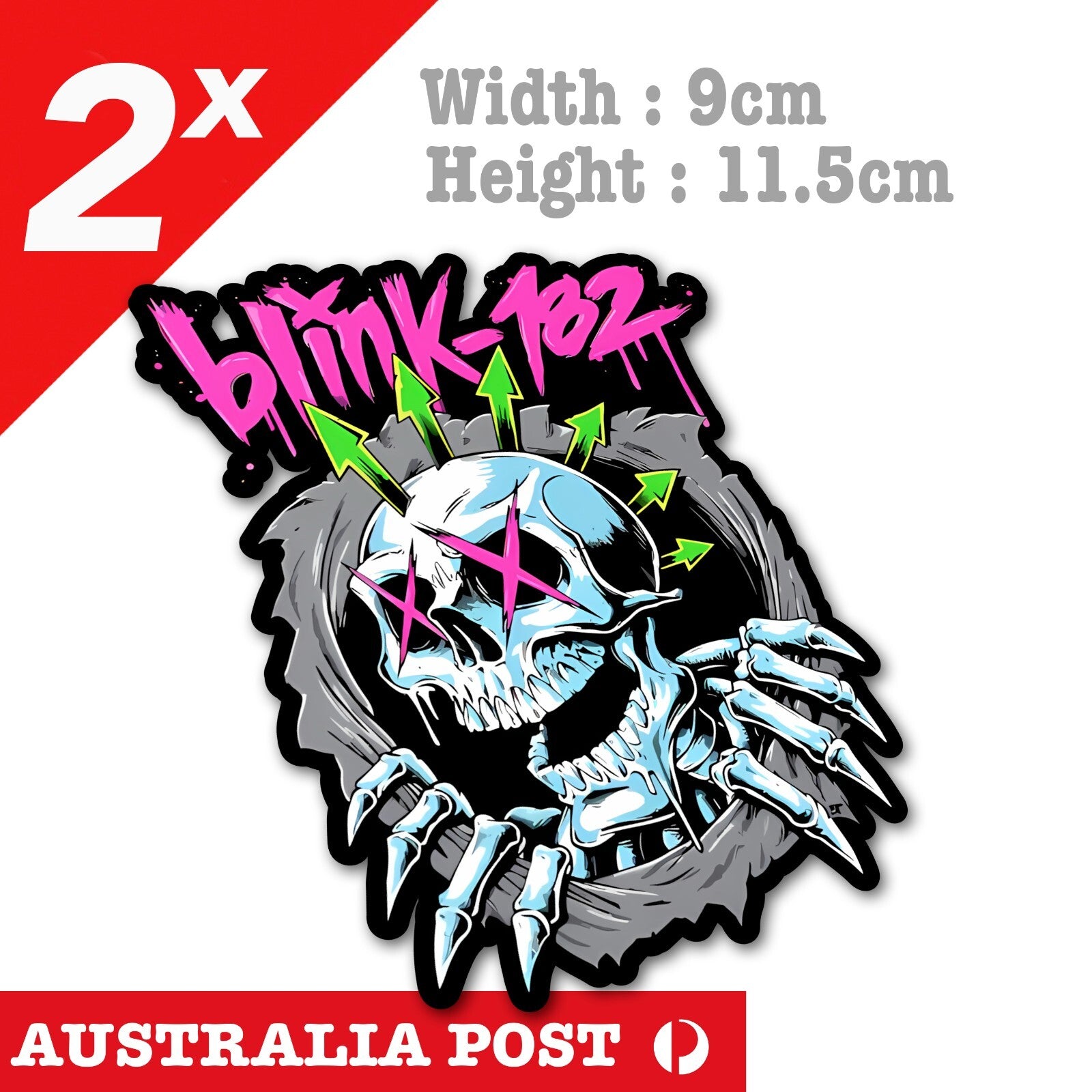 Blink-182 Rock Band Skull Logo,Nostalgic Blink Rock Logo Stickers