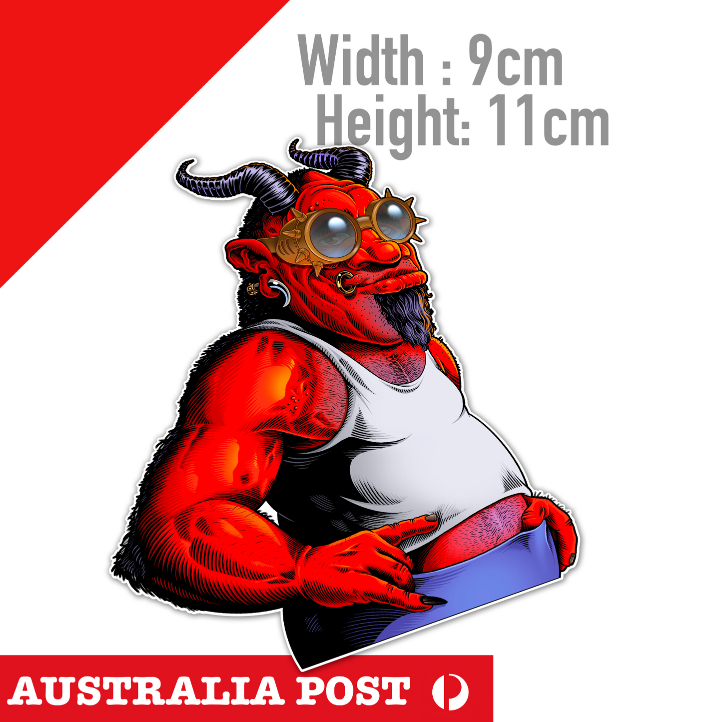 COOL RED DEMON , Funny  Fat Demon Sticker