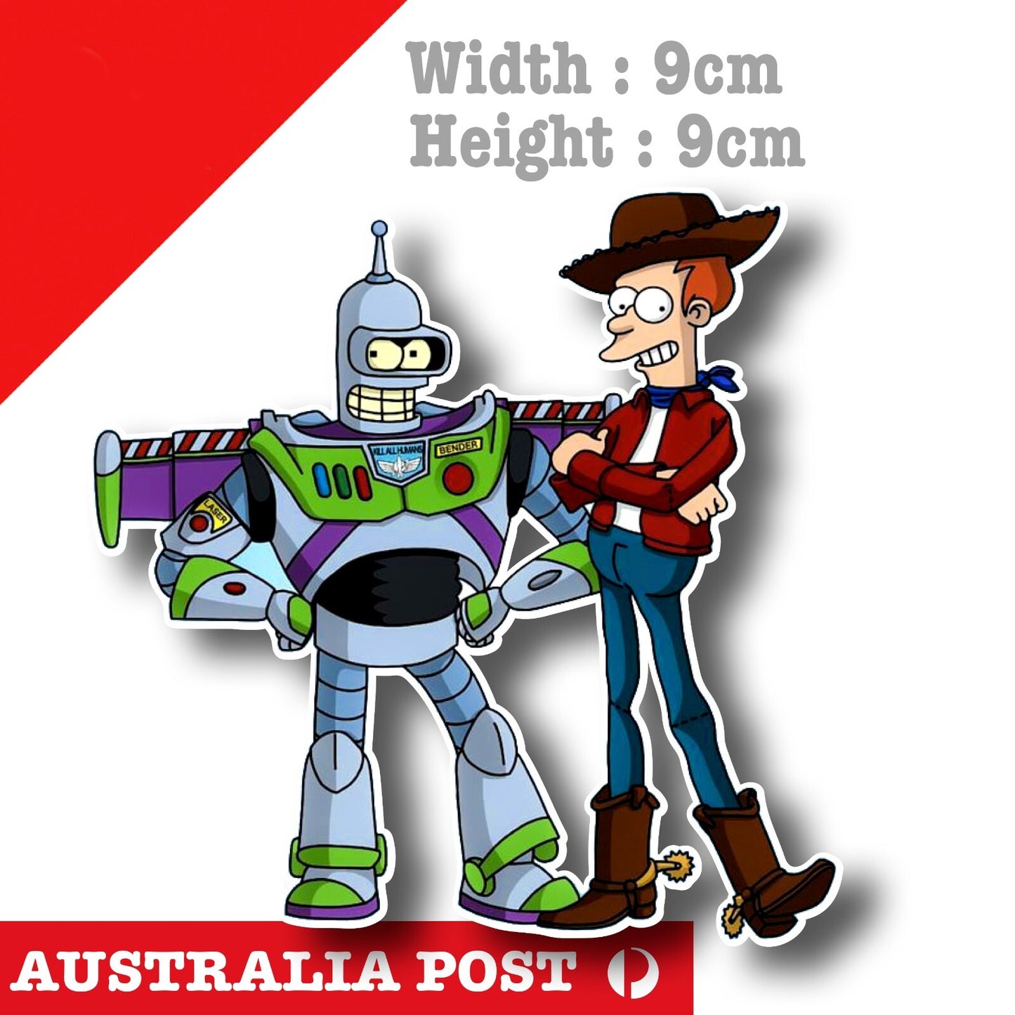 Bender & Fry as Woody and Buzz Lightyear Toy Story Funny Stickers