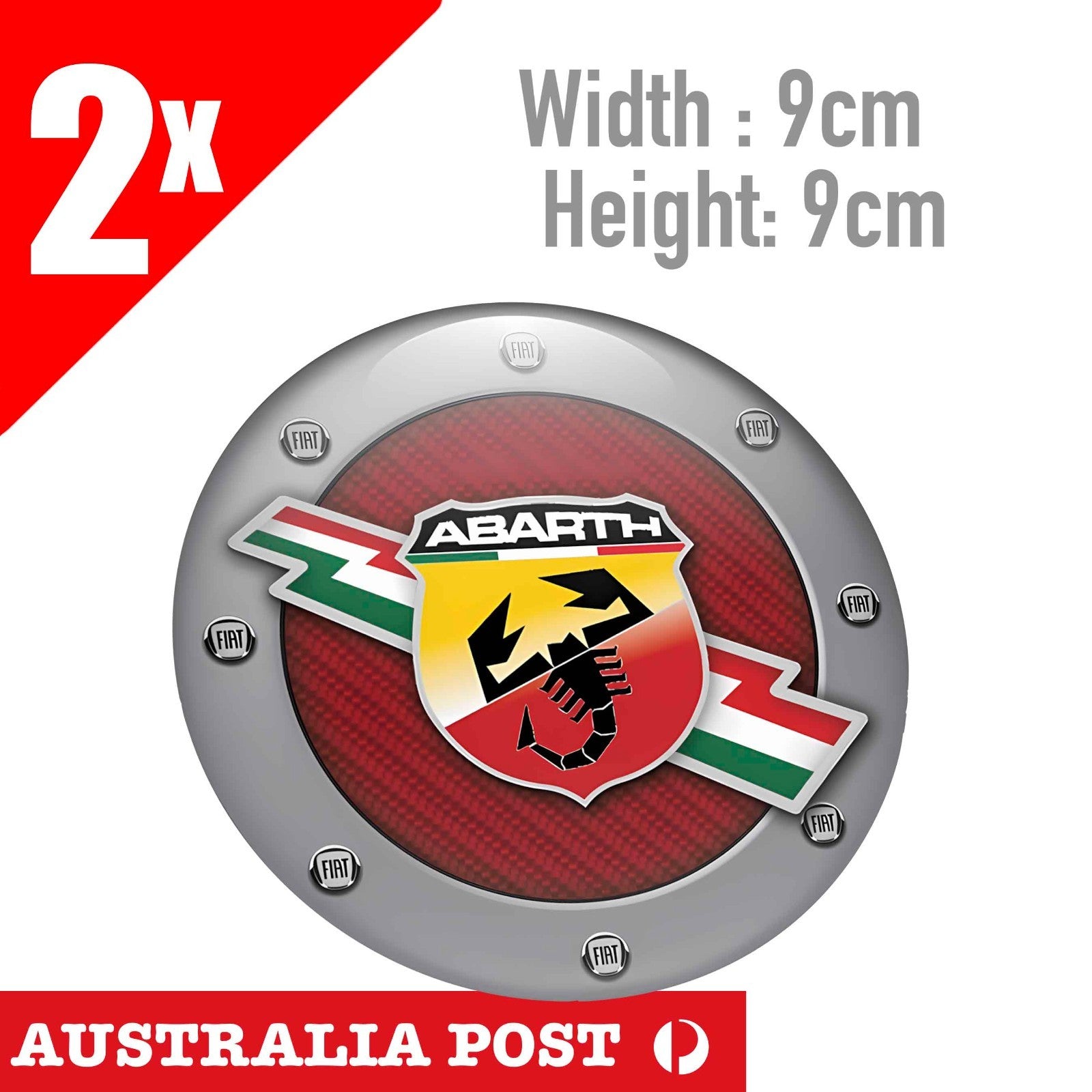 Fiat Abarth logo Carbon Grey Ring Round Sticker