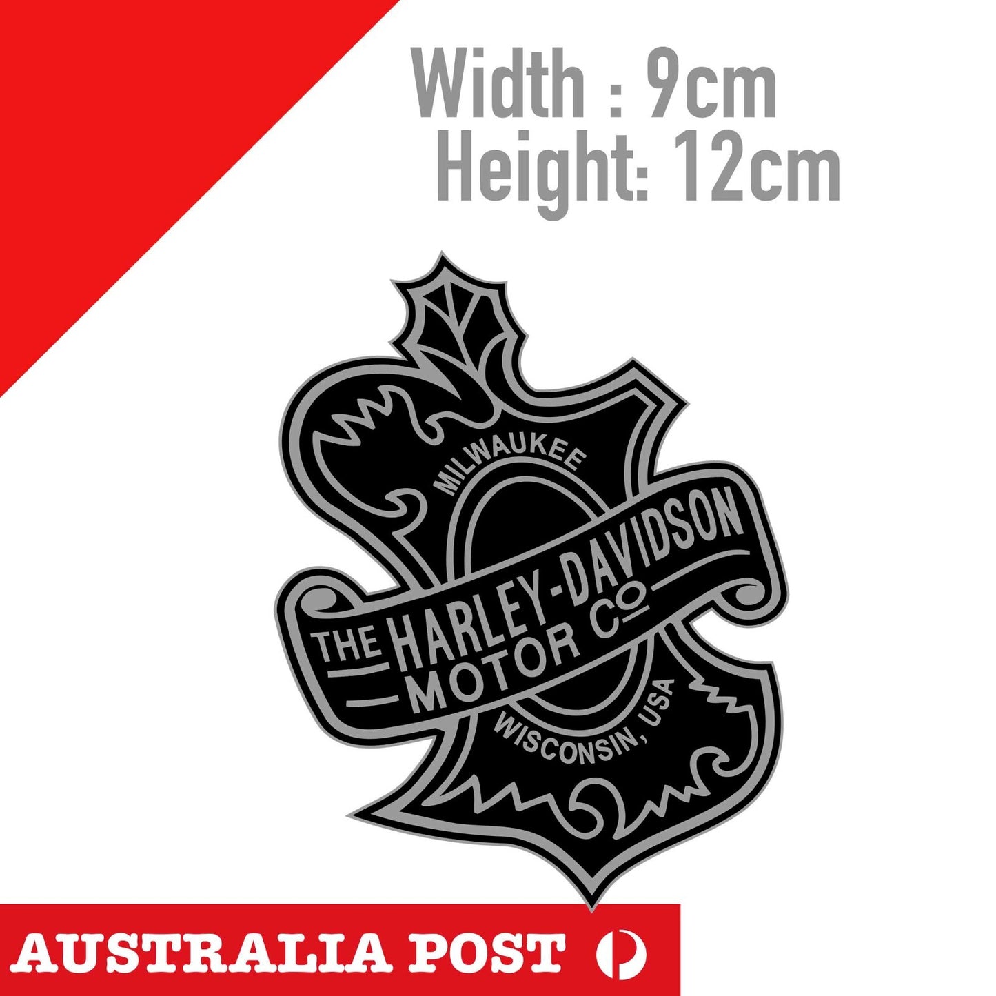 Harley DavidsonVintage Logo, Motorcycle ,Helmet, Fuel Tank Silver Sticker