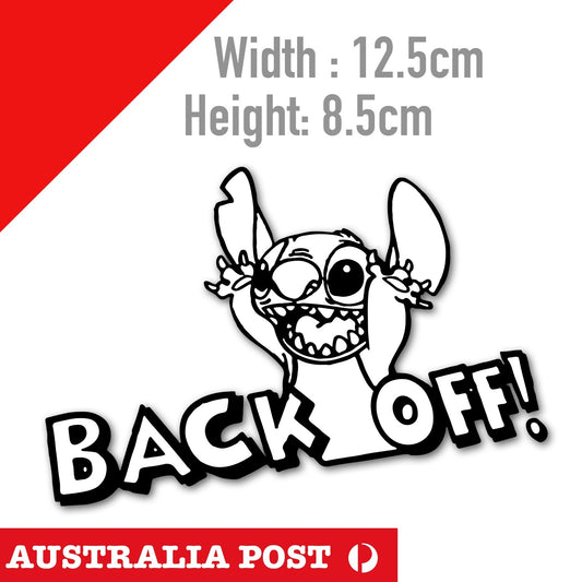 BACK OFF STITCH Vinyl Decal Sticker Car Window Laptop Lilo Disney Hawaii