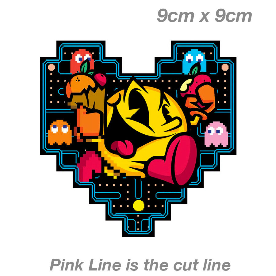 Pac-Man Heart Retro Pixel Vinyl Decal  Sticker 
