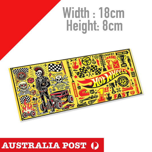 Hot Wheels Logo, Skull , Hot ROD, Skull Head Banner Stickers