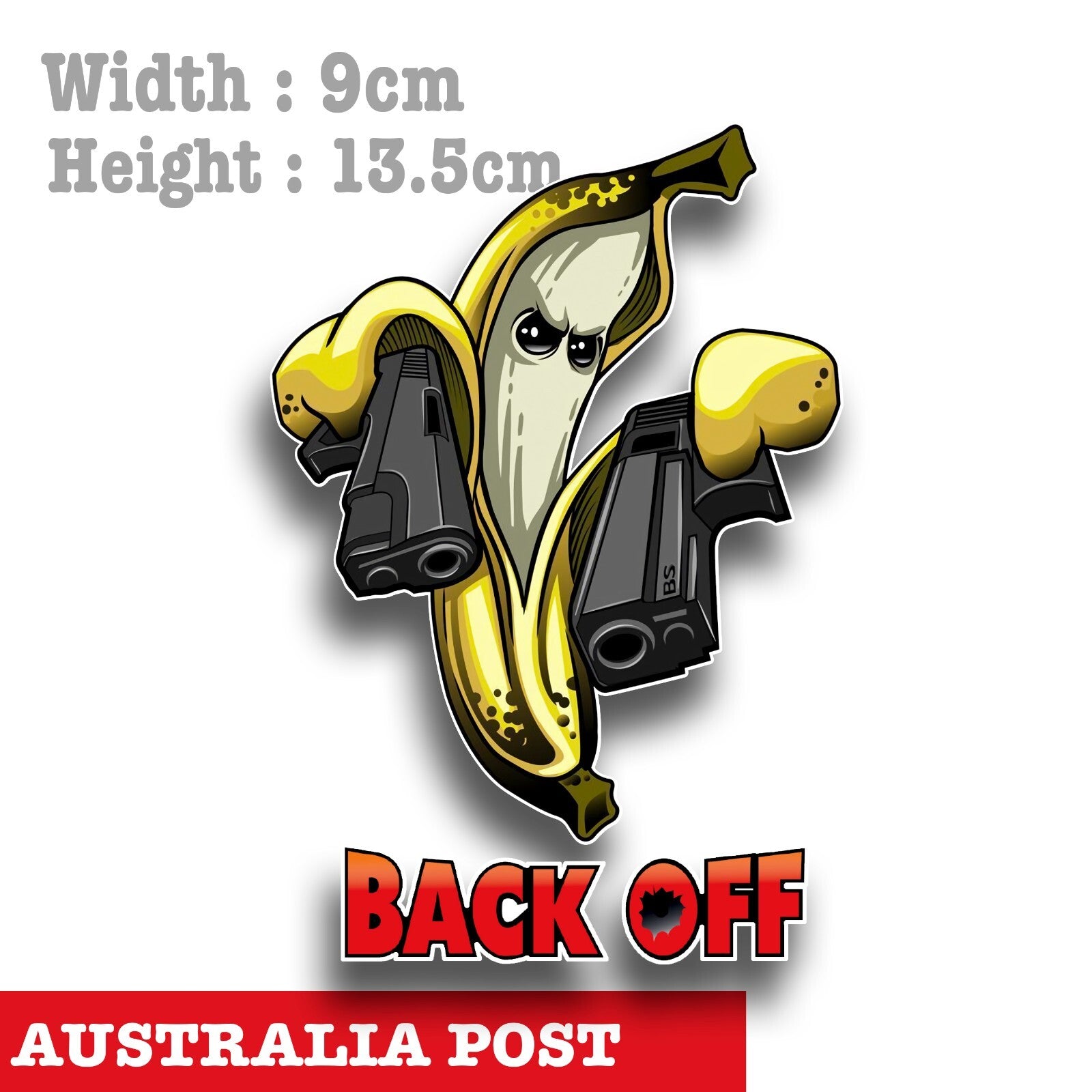 Gangster Banana Double Gun Back OFF  Funny, Cowboy Banana Decal Sticker