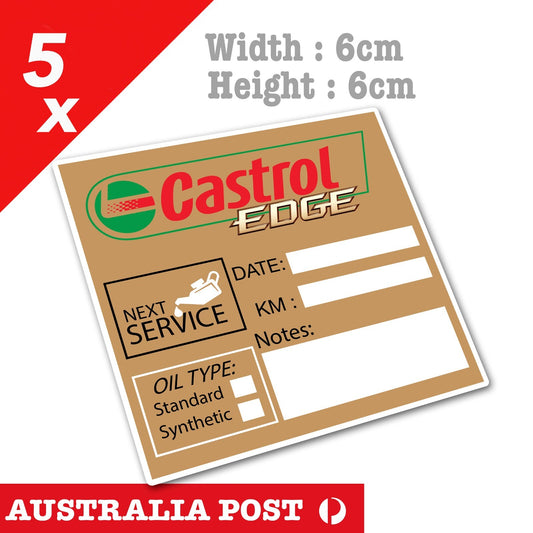 CASTROL EDG Oil Change Service Reminder Car, Ute, Truck, Van Window Stickers