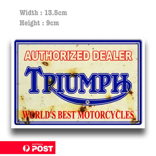 Triumph Motorcycle Service Sign Vintage Old Rusted Sticker