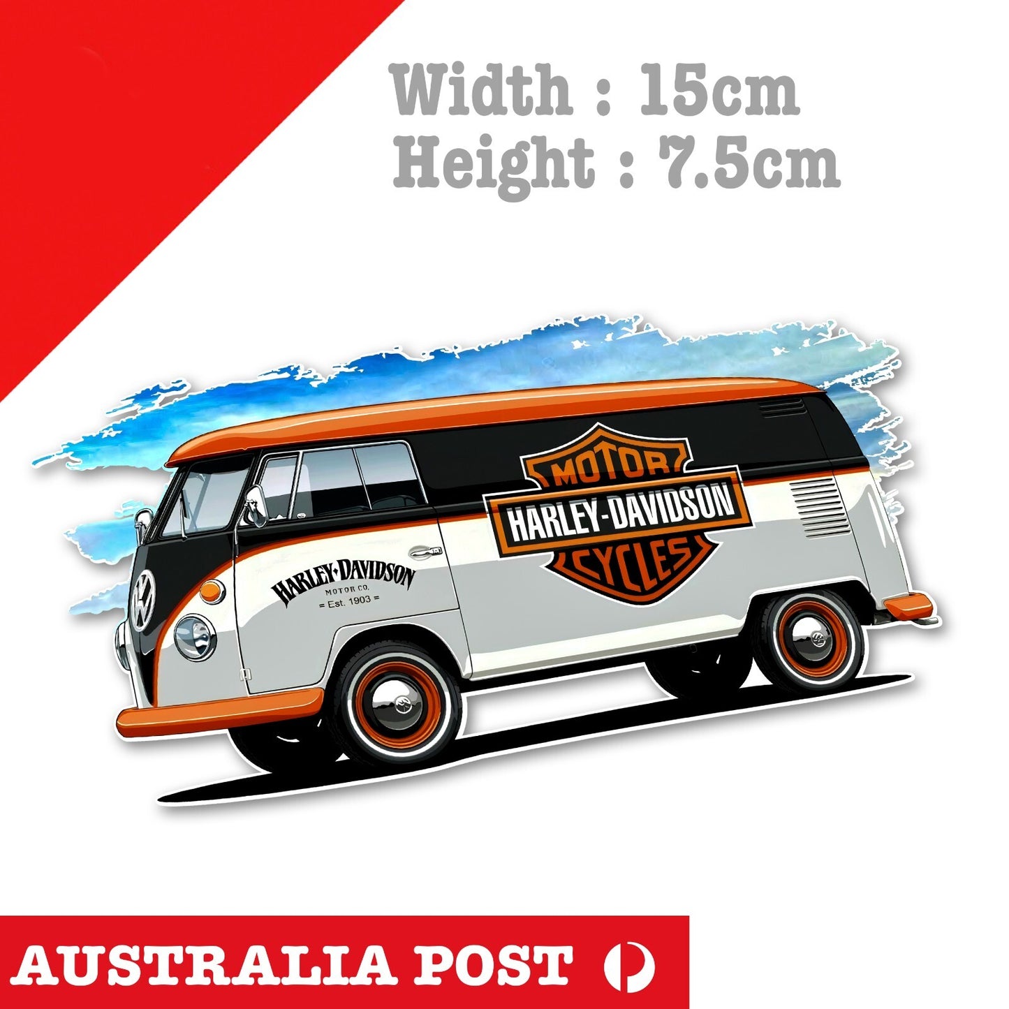 Harley Davidson Motorcycle HOT ROD Bus - Harley Davidson Camper Van Sticker