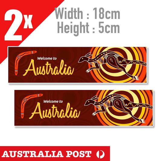 Kangaroo Aboriginal art Welcome to Australia Banner Sticker