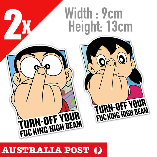 Doraemon Turn Off High Beam Funny Cute Sticker Car SUV Decoration Decal