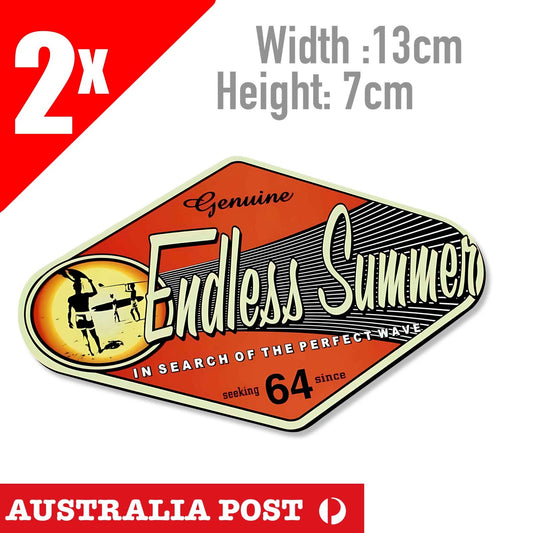 ENDLESS SUMMER,Americana Hot Rod Rat Rod Surfing 2x Stickers