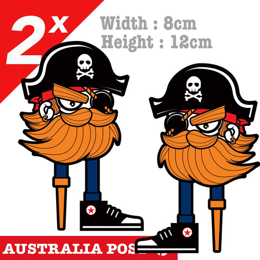 Pirate Captain with one leg, Pirate Ship, Funny Laptop , Car  Decal Sticker
