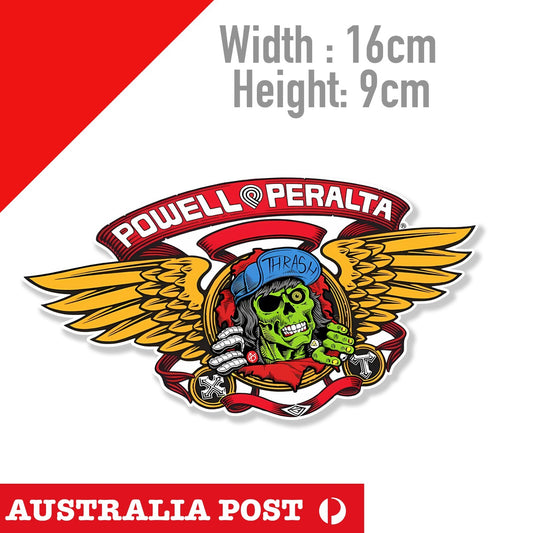 POWELL PERALTA RIPPER Skull  THRASH- Skateboarding Skull Sticker