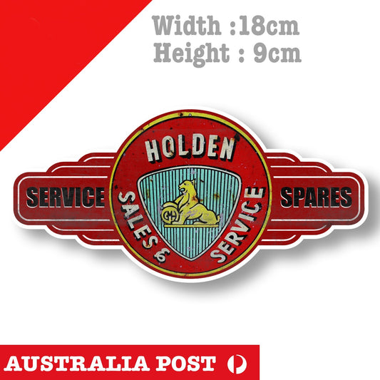 Vintage Holden SERVICE AND SPARES Garage Sign, Rusted, Old Dirty Sticker