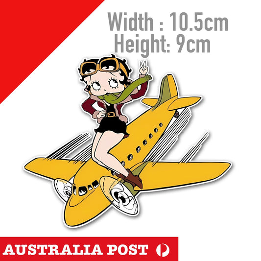 Betty Boop Vintage Sexy Pilot, Vintage Betty Boop Pilot Sticker