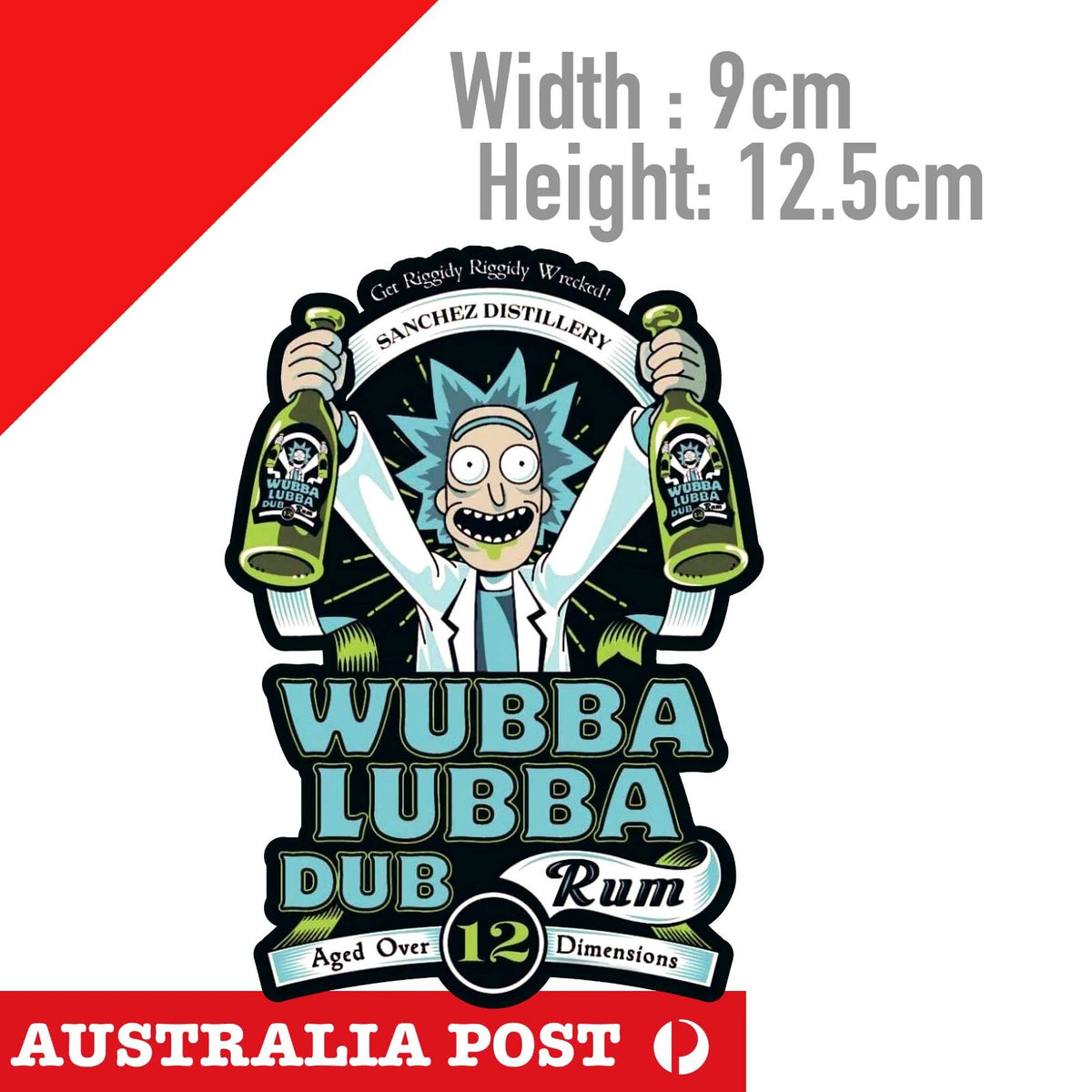 Rick and Morty - WUBBA LUBBA DUB Rum Funny Rum Label Vinyl  Sticker 
