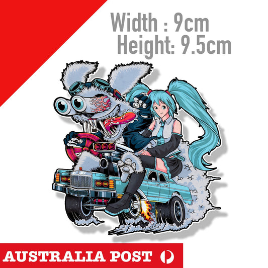 HOT ROD WAIFU HOT ROD Racing, Monster Rat Rider Sticker