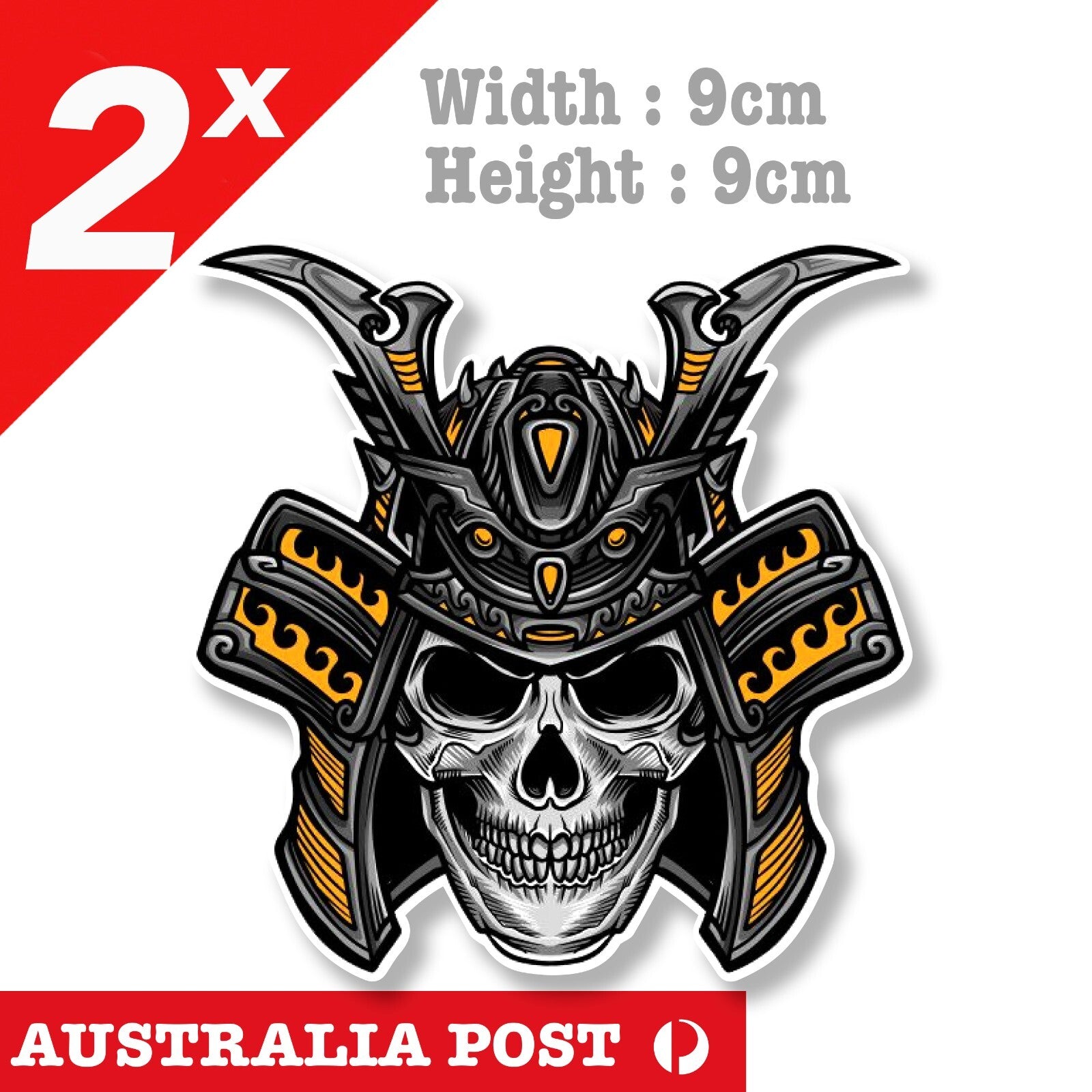 SAMURAI Skull with Helmet - Motorcycle, Helmet, Skull, Death Samurai Sticker