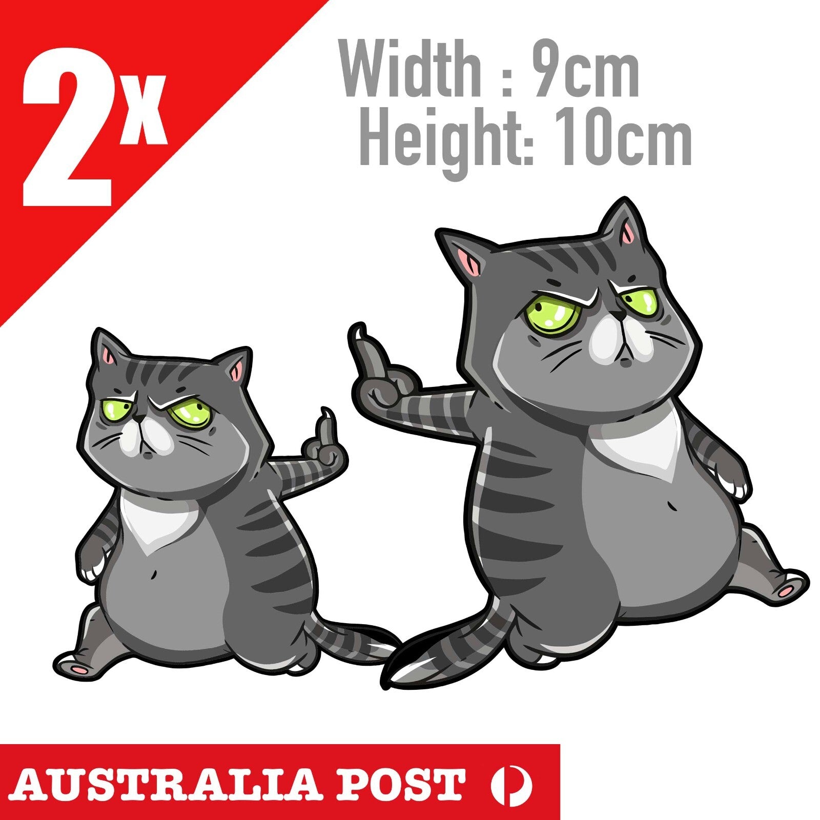 Grey Cat Middle Finger Funny Cat , Cat, Rude, Funny Animal  Sticker