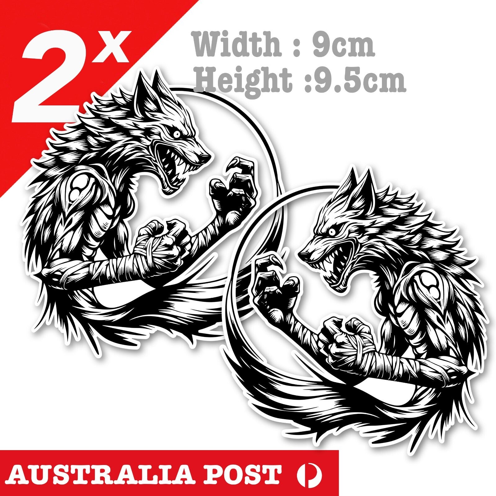 WOLF Yin Yang Badge Black ,Angry WOLF, Tattoo Wolf  Stickers