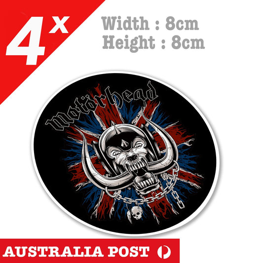 Motorhead Skull British Flag Logo, Motorcycle,Fuel Tank, Helmet Sticker