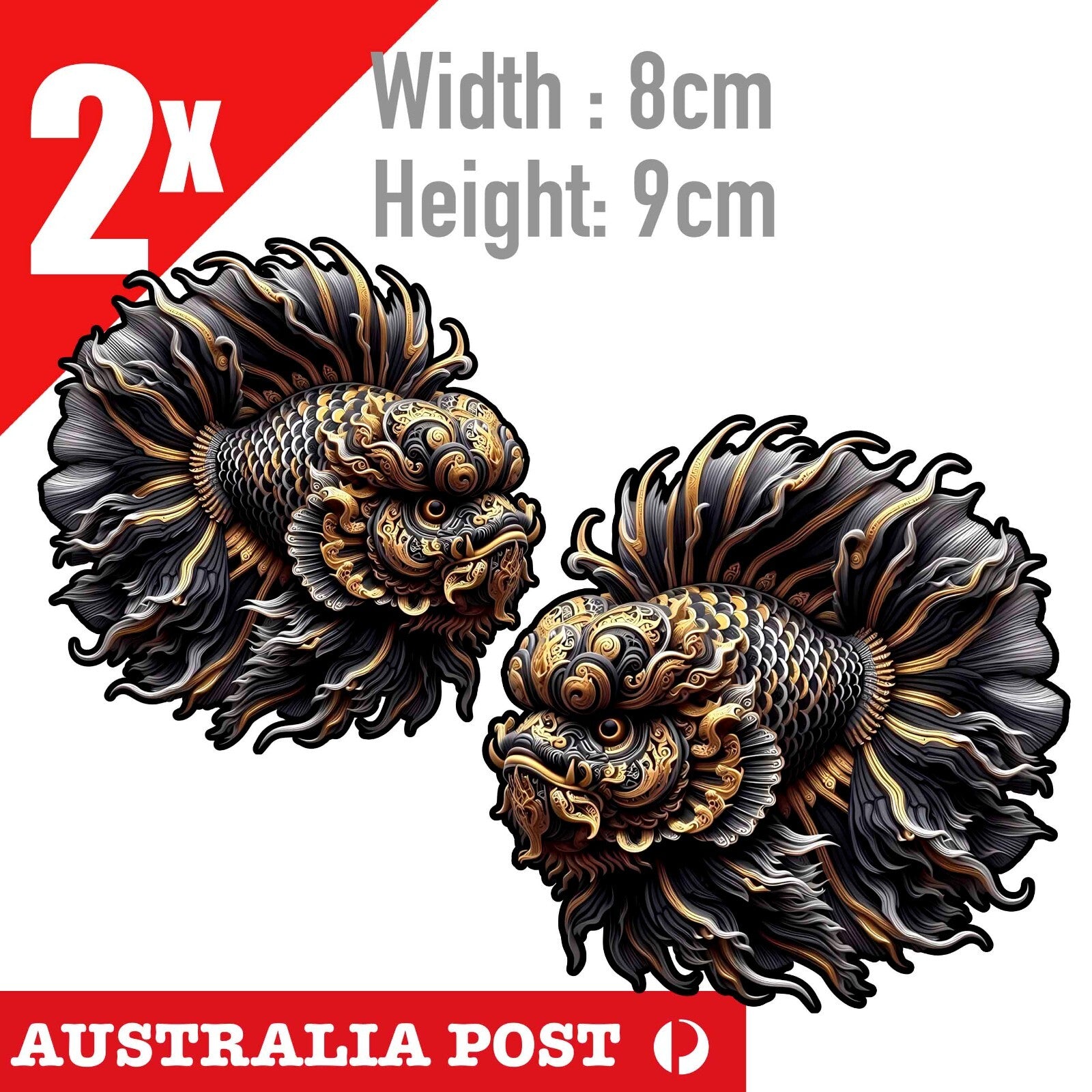 GOLDEN Flowerhorn Black Fish Stickers