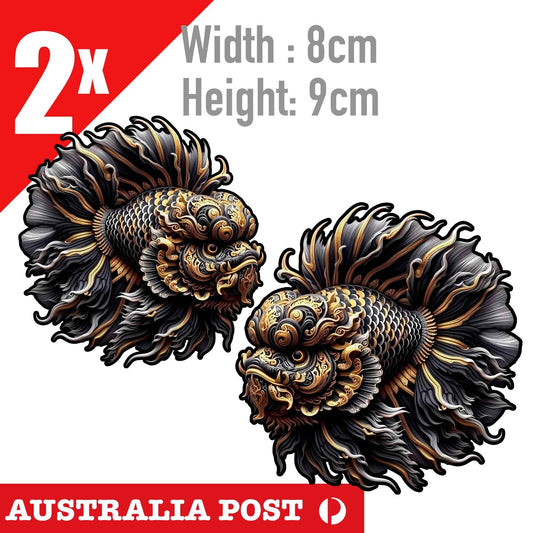 GOLDEN Flowerhorn Black Fish Stickers