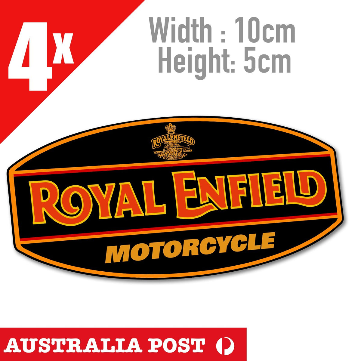 Royal Enfield MOTORCYCLES Vintage Motorcycle Helmet, Fuel Tank x4 Sticker