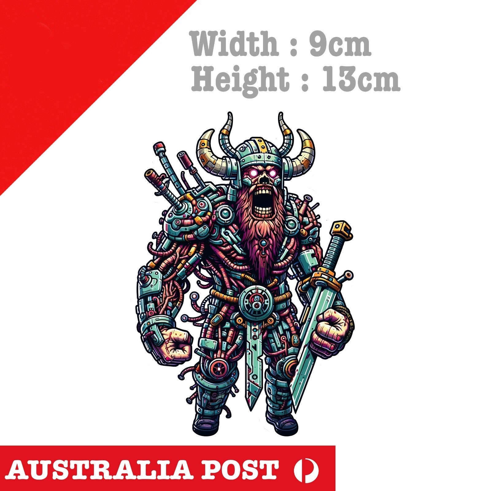 Cyberpunk Viking, Zombie, Monster with Sword Sticker