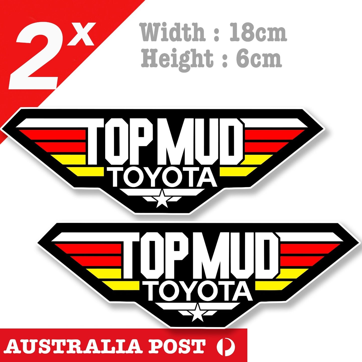 Toyota TOP MUD 4WD Racing TRD, 4x4, Hilux, 4WD, Off Road ,TOP GUN Logo Sticker