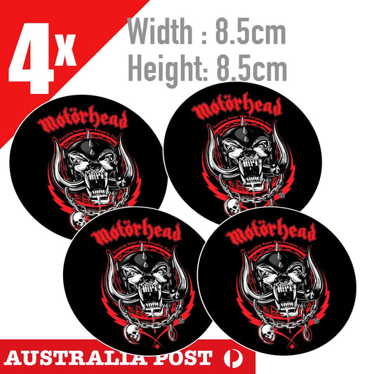 Motorhead Skull AUSTRALIA Logo, Motorcycle,Fuel Tank, Helmet x4 Sticker