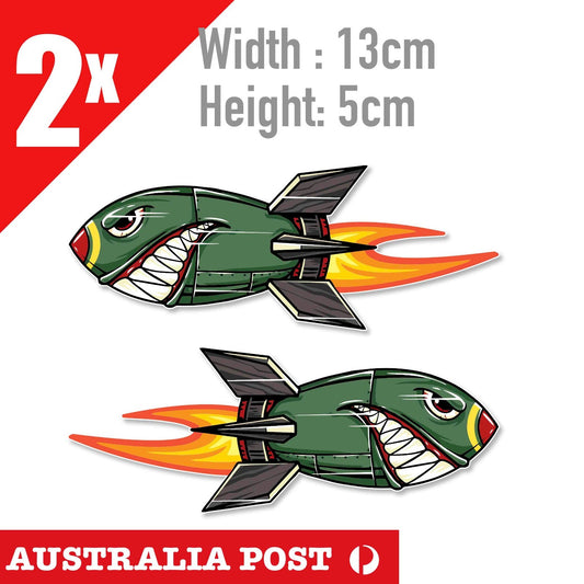 Angry Rocket with Flame Helmet Motorbike Bike Fuel Tank Stickers