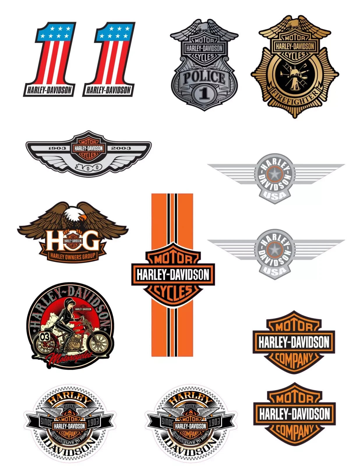 Harley Davidson Motorcycle Logo pack 14 Pack Laptop , Dyna Tank Sticker