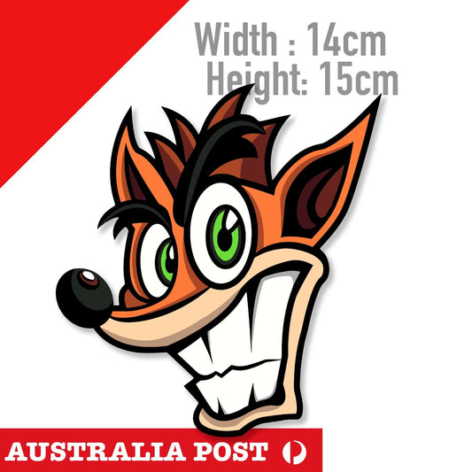 Crash Bandicoot Fox Head - Video Game  Decal Sticker