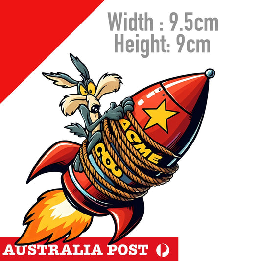 Road Runner Wile E. Coyote funny Laptop , Car  ACME Flame Rocket Sticker