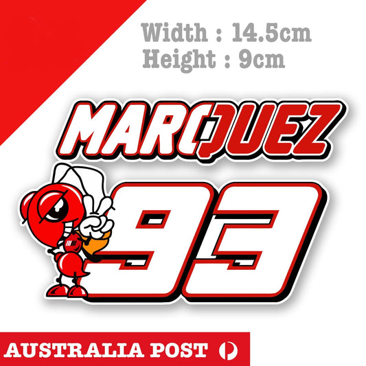 Marc Marquez 93 Motorcycle, MotoGP, Helmet  Logo Vinyl  Sticker