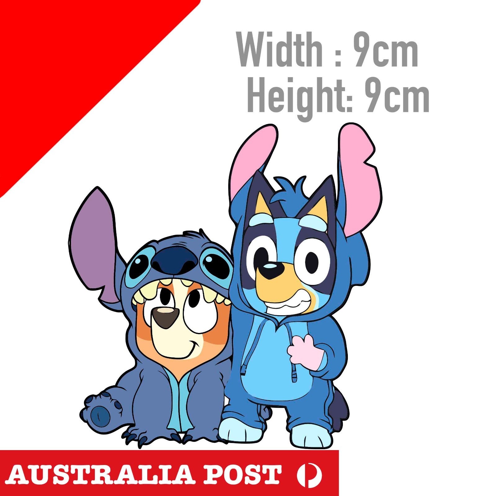 Bluey The Dog and  Bingo as Stitch Funny Cartoon Sticker