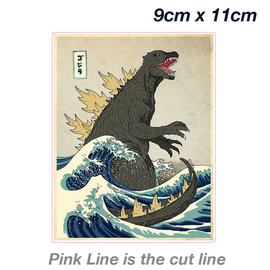 The Great Godzilla off Kanagawa Art Print JDM  Laptop , Car  Vinyl  Sticker 