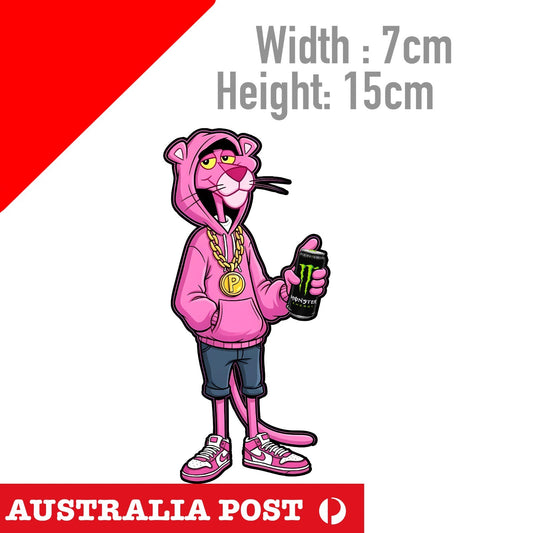 Pink Panther with Monster Energy Drink Sticker