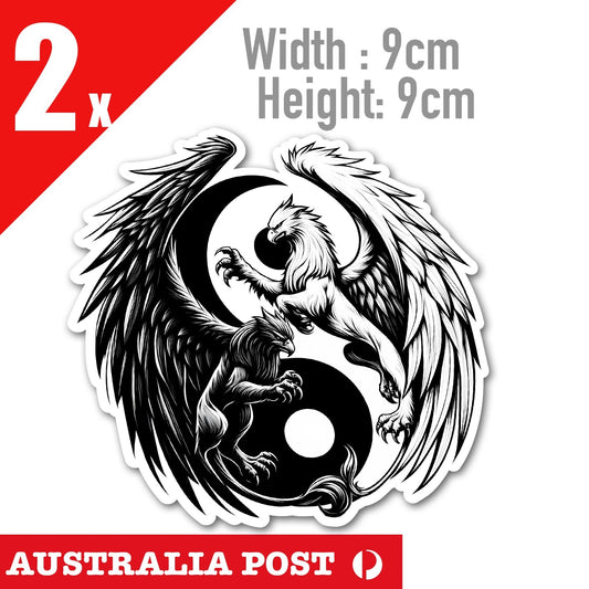 Black & White Yin Yang Phoenix, Mythical Creatures Stickers